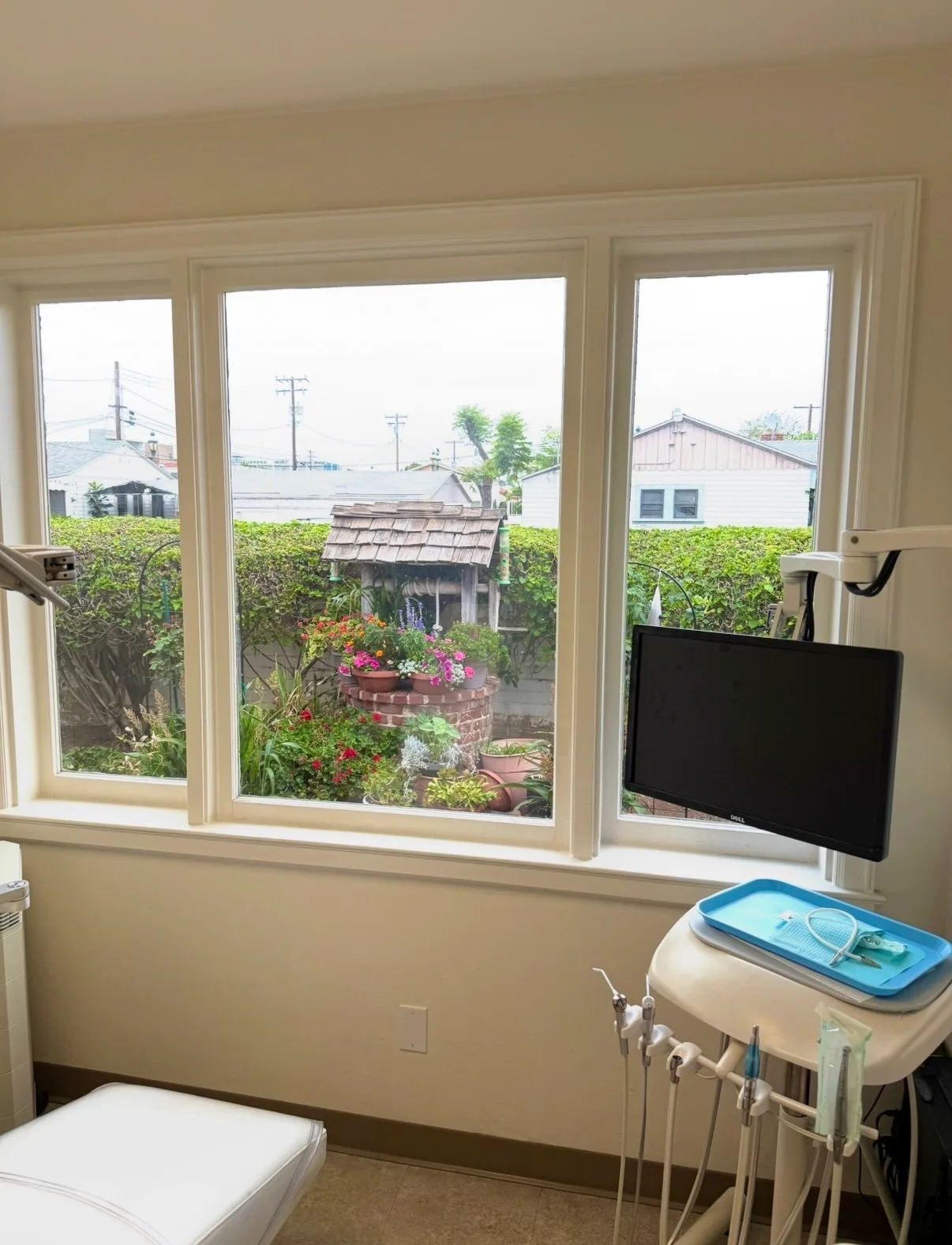 A treatment room at San Diego Bay Dental with a window view